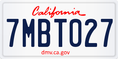 CA license plate 7MBT027