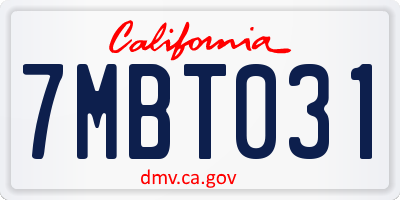 CA license plate 7MBT031