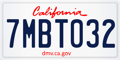 CA license plate 7MBT032