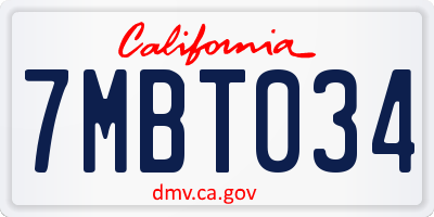CA license plate 7MBT034