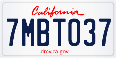 CA license plate 7MBT037