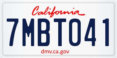 CA license plate 7MBT041