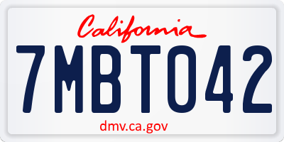 CA license plate 7MBT042