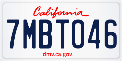 CA license plate 7MBT046