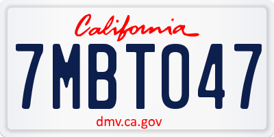 CA license plate 7MBT047