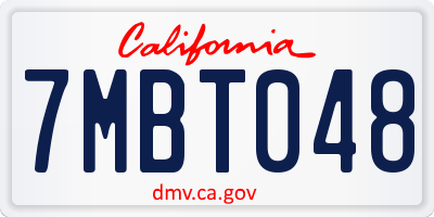 CA license plate 7MBT048