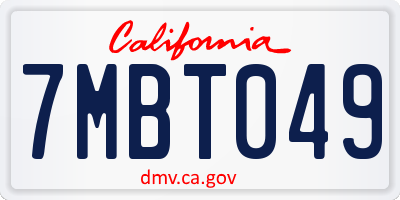 CA license plate 7MBT049