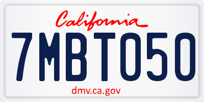 CA license plate 7MBT050