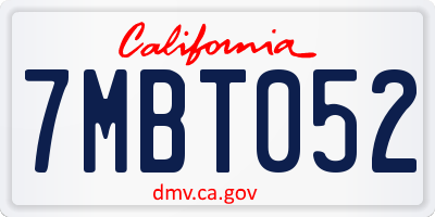 CA license plate 7MBT052