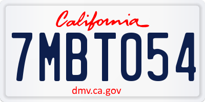 CA license plate 7MBT054