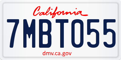 CA license plate 7MBT055