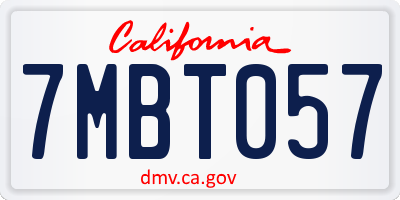 CA license plate 7MBT057