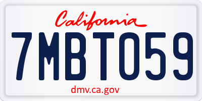 CA license plate 7MBT059