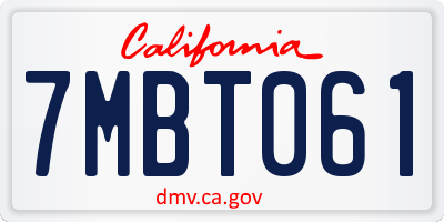 CA license plate 7MBT061
