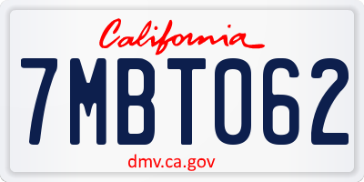 CA license plate 7MBT062