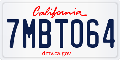 CA license plate 7MBT064