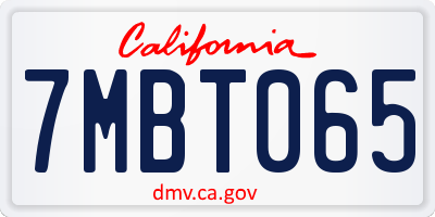 CA license plate 7MBT065