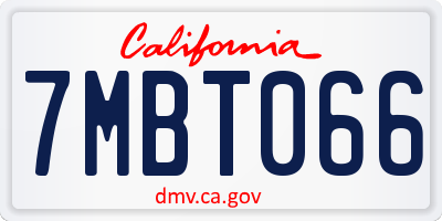 CA license plate 7MBT066