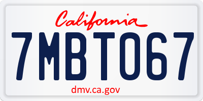CA license plate 7MBT067