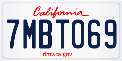 CA license plate 7MBT069
