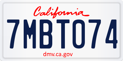 CA license plate 7MBT074