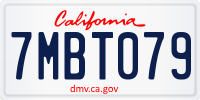 CA license plate 7MBT079
