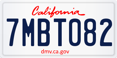 CA license plate 7MBT082