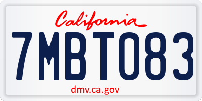 CA license plate 7MBT083