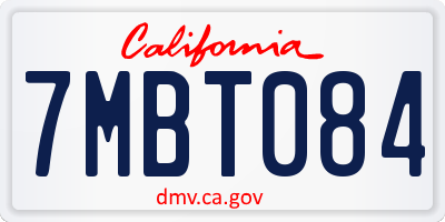 CA license plate 7MBT084