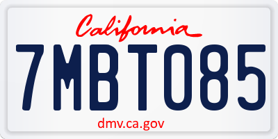CA license plate 7MBT085