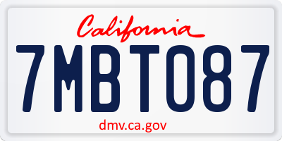 CA license plate 7MBT087