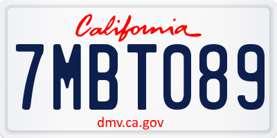 CA license plate 7MBT089