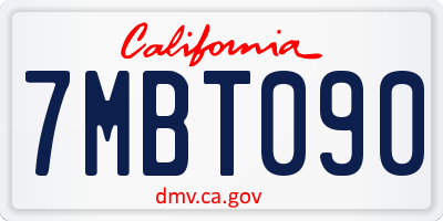 CA license plate 7MBT090