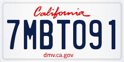 CA license plate 7MBT091