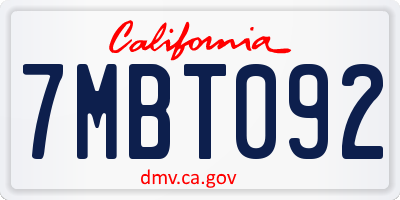 CA license plate 7MBT092