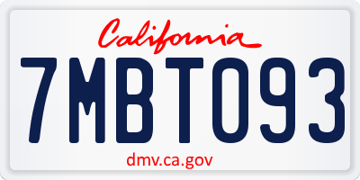 CA license plate 7MBT093