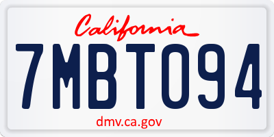 CA license plate 7MBT094