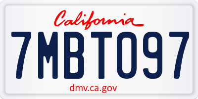 CA license plate 7MBT097