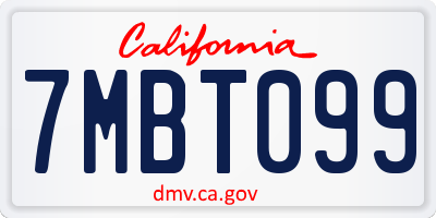 CA license plate 7MBT099
