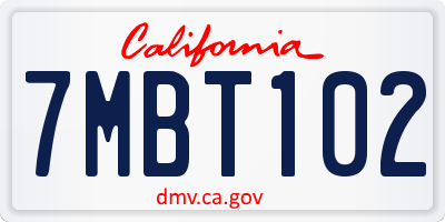 CA license plate 7MBT102