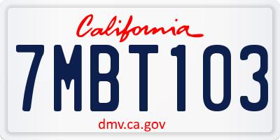 CA license plate 7MBT103