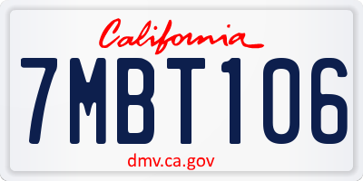 CA license plate 7MBT106
