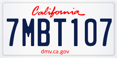 CA license plate 7MBT107