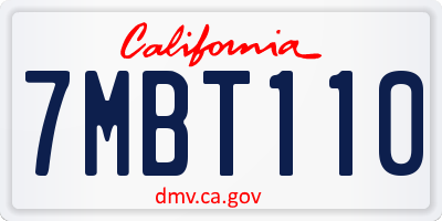 CA license plate 7MBT110