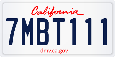 CA license plate 7MBT111