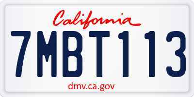CA license plate 7MBT113