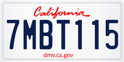 CA license plate 7MBT115