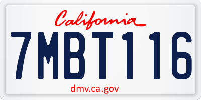 CA license plate 7MBT116