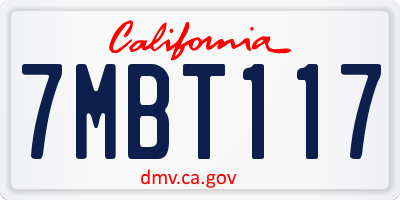 CA license plate 7MBT117