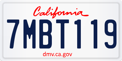 CA license plate 7MBT119